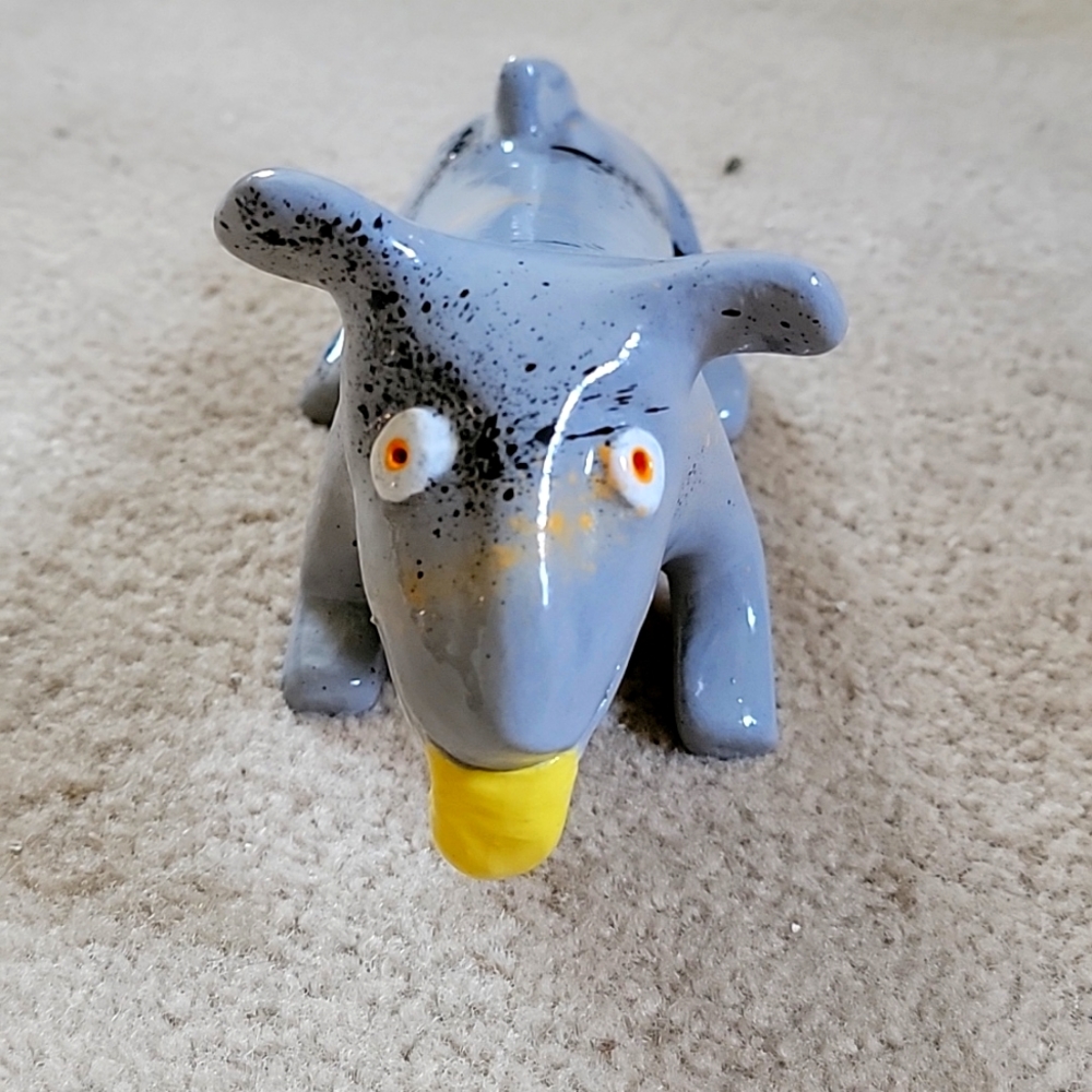 NWOT ceramic Mr Potfury Grey dog with a yellow tongue